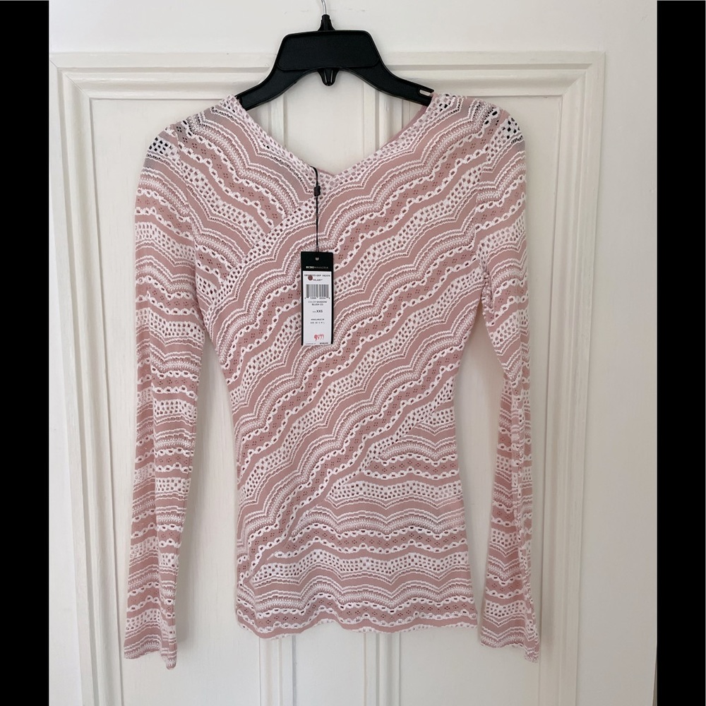 NWT BCBGMAXAZARIA  Long Sleeve Lace Hilary Top